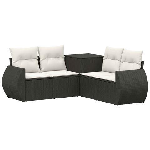 Set di divani 5 pz Nero e Bianco Crema - Foto 1
