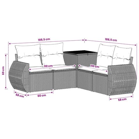 Set di divani 5 pz Nero e Bianco Crema - Foto 10