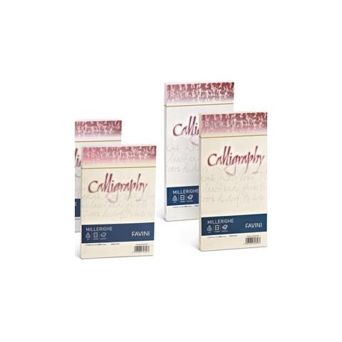 25 Buste Calligraphy Millerighe 11x22cm 100gr 01 Bianco - Foto 1