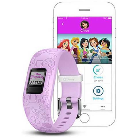 Activity Tracker Vivofit Jr 2 Disney Prinzessin Impermeabile 5ATM Bluetooth Compatibile con iPhone e Android Contapassi Viola-Europa - Foto 1