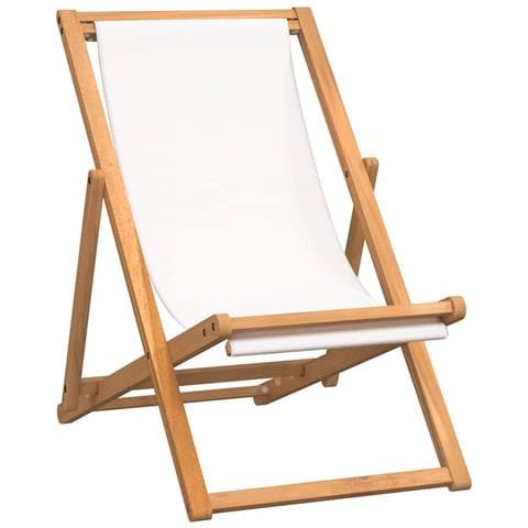 Sedia a Sdraio in Legno di Teak 56x105x96 cm Crema - Foto 1
