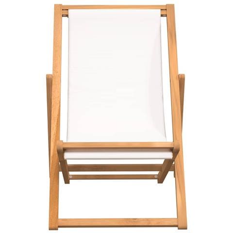 Sedia a Sdraio in Legno di Teak 56x105x96 cm Crema - Foto 8