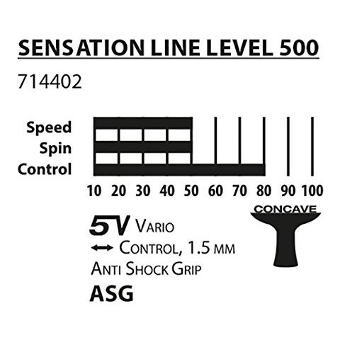 Sensation 500 Racchetta Tennis Tavolo Con Impugnatura Anti Shock, Multicolore - Foto 3