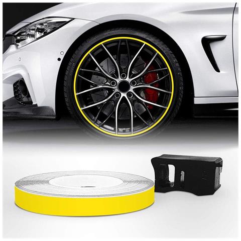 Wheel Trim Strisce Adesive Rifrangenti Con Applicatore Per Cerchi Auto, Giallo, 7 Mm X 6 Mt - Foto 1