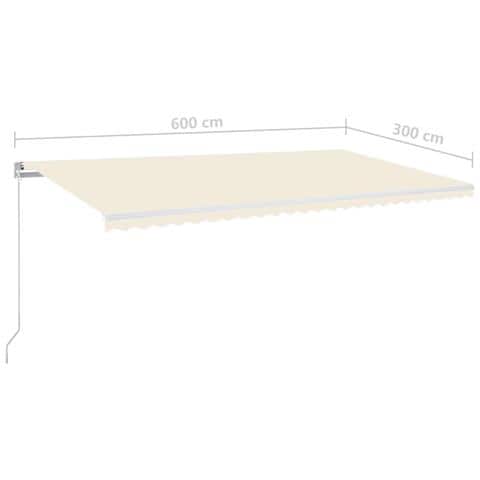 Tenda da Sole Retrattile Manuale con LED 600x300 cm Crema - Foto 2