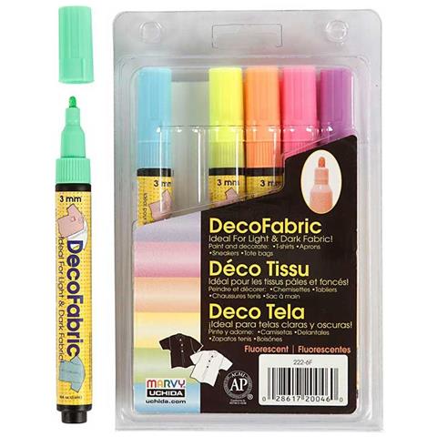 6 Marcatori Tessili Fluorescenti Glitter Deco - 3 Mm - Foto 1