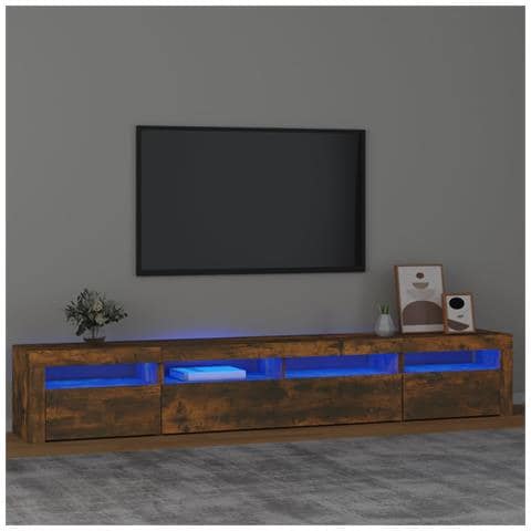 Mobile Porta Tv Con Luci Led Rovere Fumo 240x35x40 Cm - Foto 9