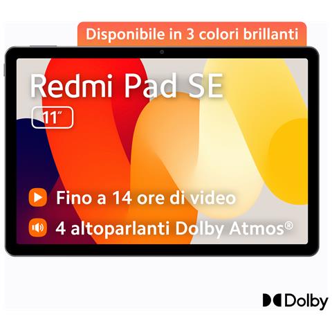 Tablet Redmi Pad SE Grafite Grigio 11" Full HD RAM 4 GBGB Memoria 128 GB +Slot MicroSD Wi-Fi Fotocamera 8Mpx Android - Europa - Foto 1