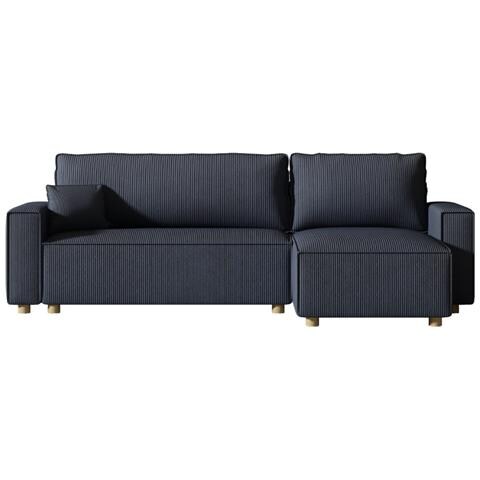 Cosy Divano Angolare Trasformabile In Velluto A Coste Blu - Foto 1