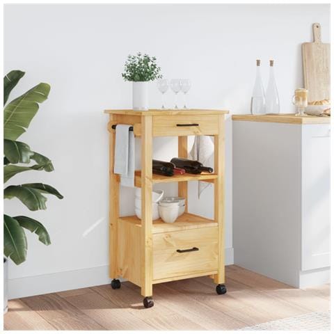 Carrello Da Cucina Monza 48x40x90 Cm In Legno Massello Di Pino - Foto 3