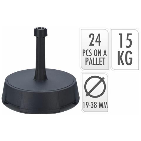 Base per Ombrellone 15 Kg Diametro 19-38mm Colore Antracite - Foto 2