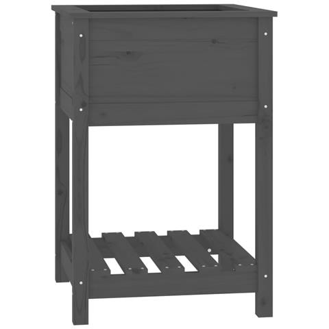 Fioriera Con Mensola Grigia 54x54x81 Cm Legno Massello Di Pino - Foto 2