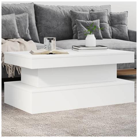 Tavolino Da Soggiorno Con Luci Led Bianco 90x50x40 Cm - Foto 1