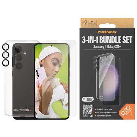 3-in-1 Bundle Glas, Case, Cam Pellicola Proteggischermo Trasparente Samsung 1 Pz - Foto 3