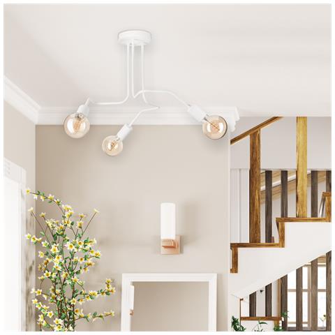 Lampada A Sospensione Damiano - Bianco - Metallo - 40x55x55 Cm - Foto 2