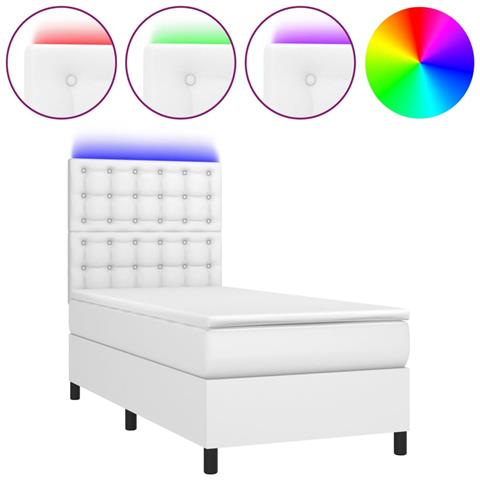 Giroletto Molle Con Materasso E Led Bianco 90x190 Cm Similpelle - Foto 1
