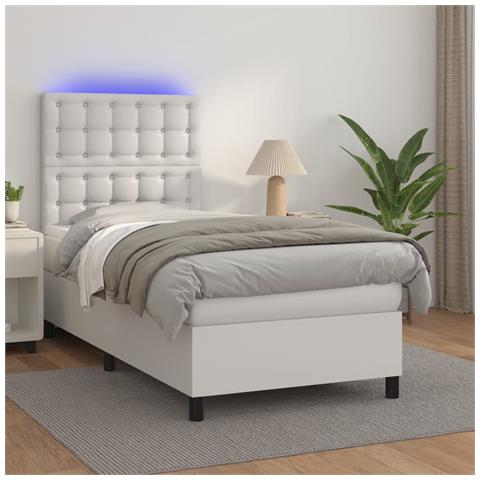 Giroletto Molle Con Materasso E Led Bianco 90x190 Cm Similpelle - Foto 8
