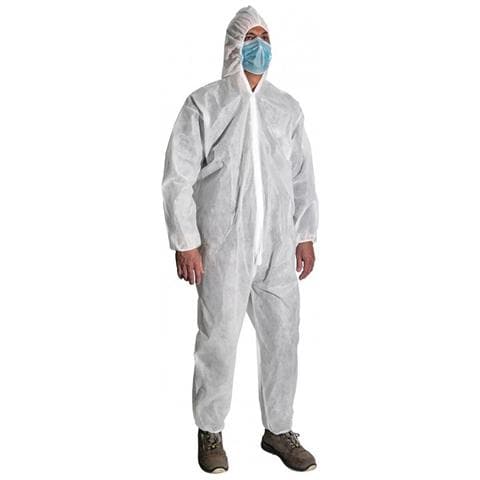 12 Tute Monouso Da Lavoro Monouso Camice Polsini Tuta Zip Cappuccio Protezione - Foto 1