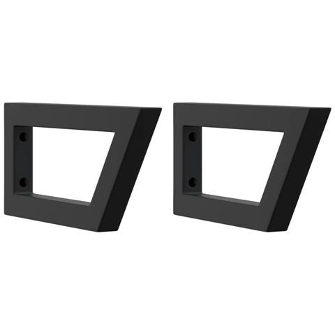 Reggimensole Per Lavabo 2 Pz Nere Trapezio In Acciaio - Foto 2