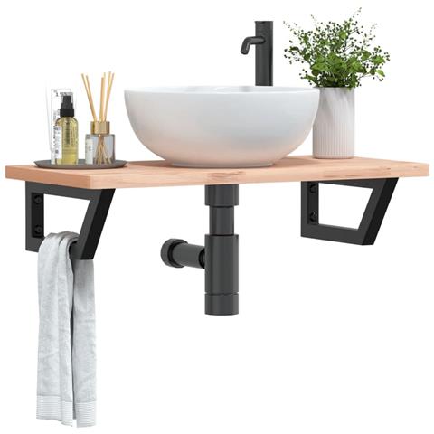 Reggimensole Per Lavabo 2 Pz Nere Trapezio In Acciaio - Foto 1