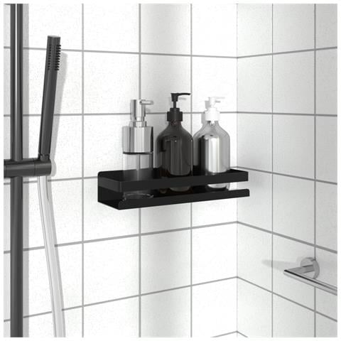 Mensola Doccia Nera Opaca 30x10x6cm Acciaio Inox 304 Spazzolato - Foto 1