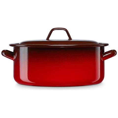 Briebe Ignea Pentola Induzione 10cm, Casseruola 0,45 L Con Coperchio Acciaio Smaltato Vintage  Rosso - Foto 1