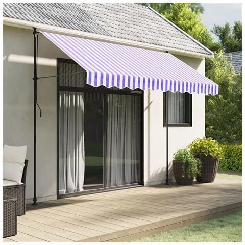Tessuto Ricambio Per Mantovana Da Tenda Righe Blu E Bianche 3m - Foto 1