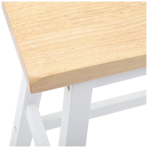 Sgabelli Da Bar 2 Pz Bianchi In Legno Massello Di Hevea - Foto 2
