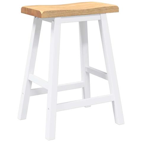 Sgabelli Da Bar 2 Pz Bianchi In Legno Massello Di Hevea - Foto 10