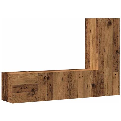 Mobili Tv A Parete 3 Pz Legno Antico In Legno Multistrato - Foto 2