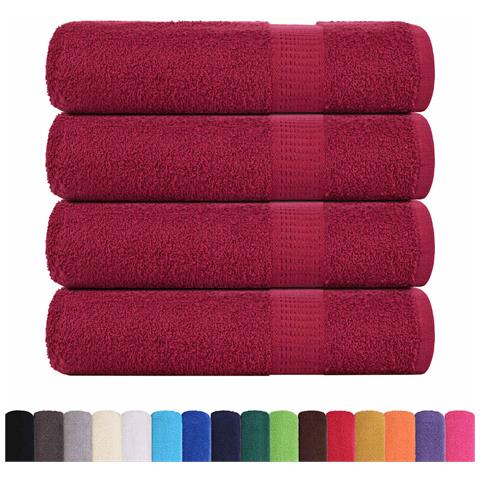 Asciugamani Da Bagno 4pz Bordeaux 100x150cm 360g/m 100% Cotone - Foto 2