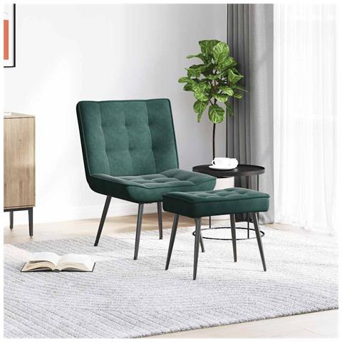 Poltrona Relax Con Poggiapiedi Verde Scuro In Velluto - Foto 3
