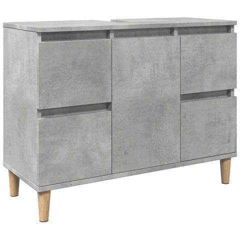 Mobile Lavabo Grigio Cemento 80x33x60 Cm In Legno Multistrato - Foto 2