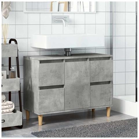 Mobile Lavabo Grigio Cemento 80x33x60 Cm In Legno Multistrato - Foto 3