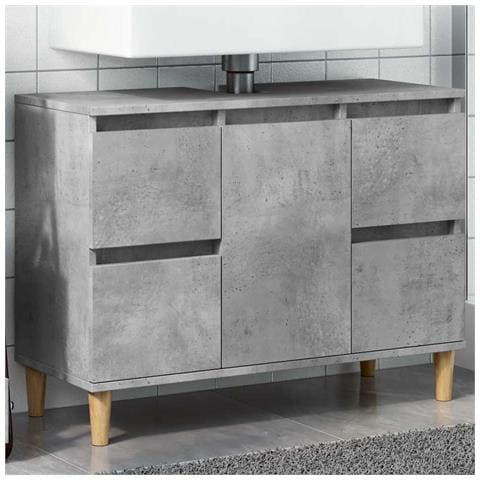 Mobile Lavabo Grigio Cemento 80x33x60 Cm In Legno Multistrato - Foto 1