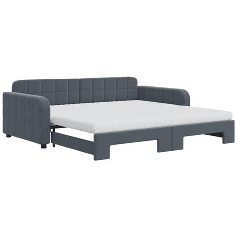Divano Letto Estraibile Materassi Grigio Scuro 100x200 Velluto - Foto 2