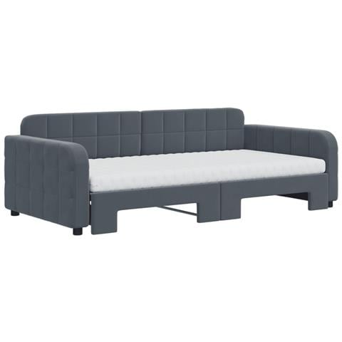 Divano Letto Estraibile Materassi Grigio Scuro 100x200 Velluto - Foto 3