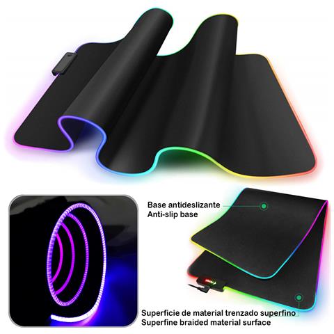 Tappetino Da Gaming Gms-wt-5 Con Luci Led Rgb. Dimensione 80x30cm, Spessore 4mm. - Foto 2