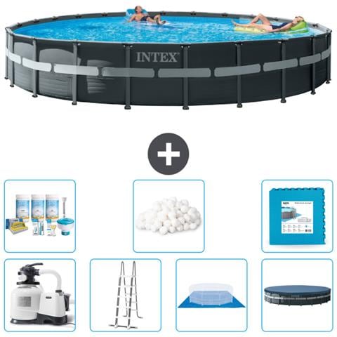 Piscina Fuori Terra - In Giro - 732x732x132 Cm - Grigio - Include Accessori Coordinati Cb42 - Foto 1