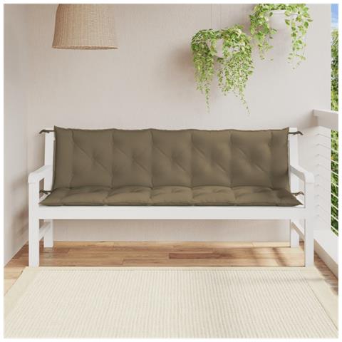 Cuscini Panca Giardino 2pz Tortora Mélange 180x50x7 Cm Tessuto - Foto 2