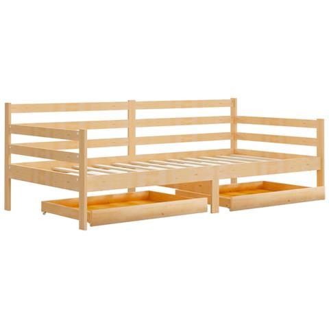 Divano Letto Con Cassetti 90x200 Cm Legno Massello Di Pino - Foto 2