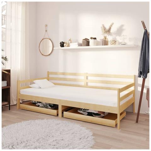 Divano Letto Con Cassetti 90x200 Cm Legno Massello Di Pino - Foto 7