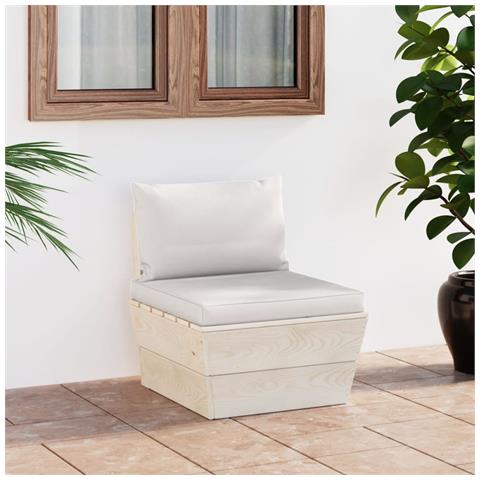 Divano Centrale Da Giardino Su Pallet E Cuscini Legno Di Abete - Foto 7