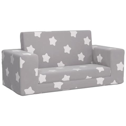 Lusso Casadino - Divano Letto Bambini A 2 Posti Grigio Chiaro Con Stelle Peluche - Foto 1