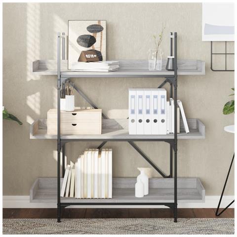 Lusso Casadino - Libreria 3 Ripiani Grigio Sonoma 100x33x108,5 Legno Multistrato - Foto 2