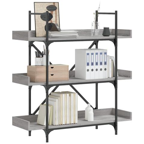 Lusso Casadino - Libreria 3 Ripiani Grigio Sonoma 100x33x108,5 Legno Multistrato - Foto 8