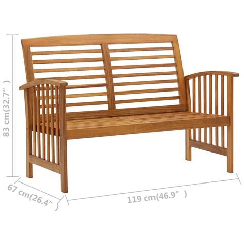 Panchina Da Giardino 119 Cm In Legno Massello D'acacia - Foto 7