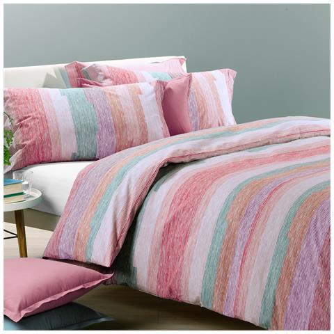 Sacco Copripiumino Con Federe Scandinavia In Cotone Colore Rosa Misura Matrimoniale - Foto 2