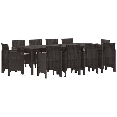 Set da Pranzo da Giardino con Cuscini Marroni in Rattan Poliestere - Foto 1