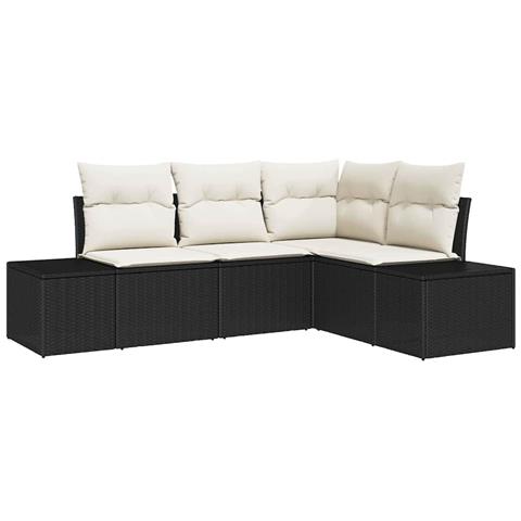 Set di Divani da Giardino con Cuscini 4 Pezzi Nero Rattan - Foto 1